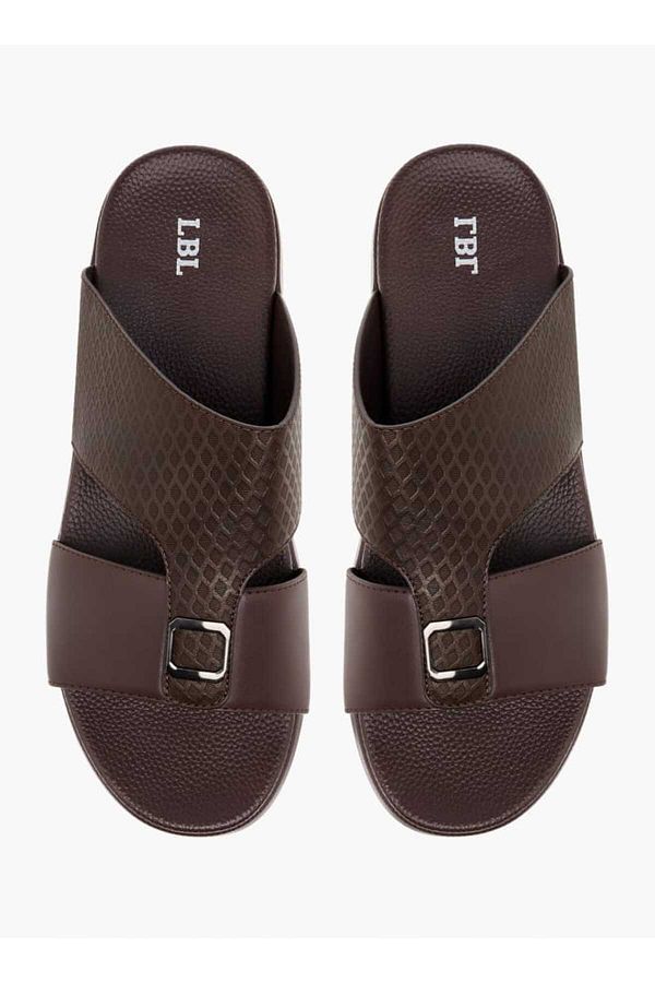 LBL by Shoexpress-Textured Slip-On Sandals with Metallic Detail 1