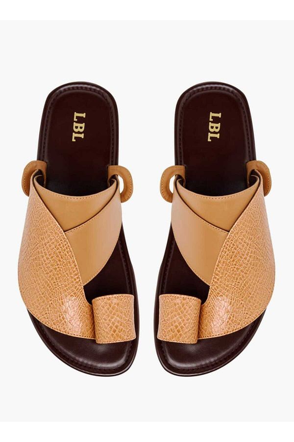 LBL by Shoexpress-Textured Slip-On Arabic Sandals with Toe Loop Detail 1