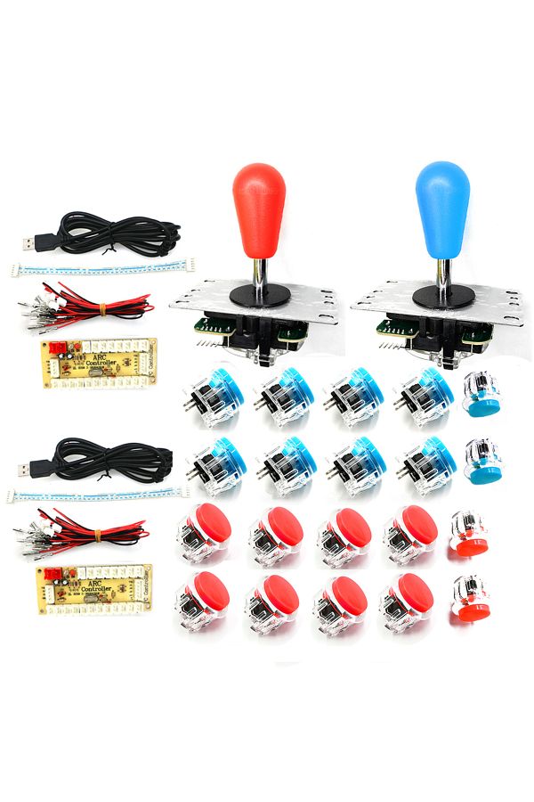 Choice-Red Blue 2 Playersarcade Game Diy Set Joystick Kit Clear Push Button Zero Delay Usb Board Controller 1