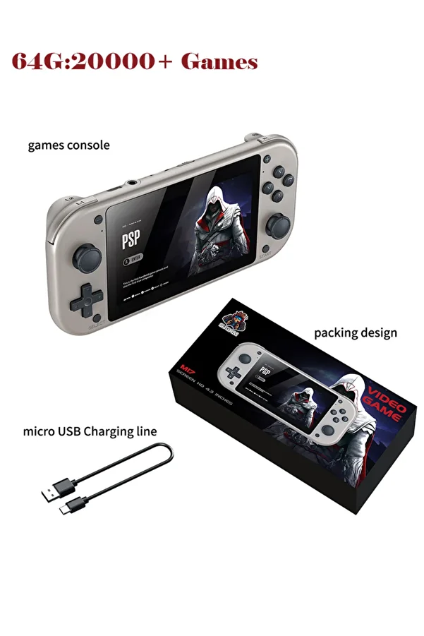 yydzkj-US 64G M17 Handheld Video Game Console 64G 128G Open Source Linux System 4.3inch Screen Portable Poc 1