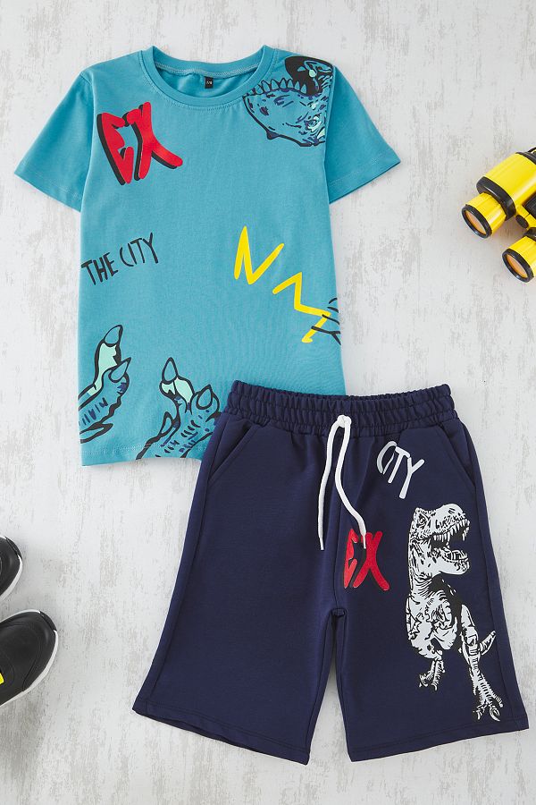 TRENDYOLKIDS-Costum de jos-sus tricotat cu animale albastre TKDSS24AU00029 1