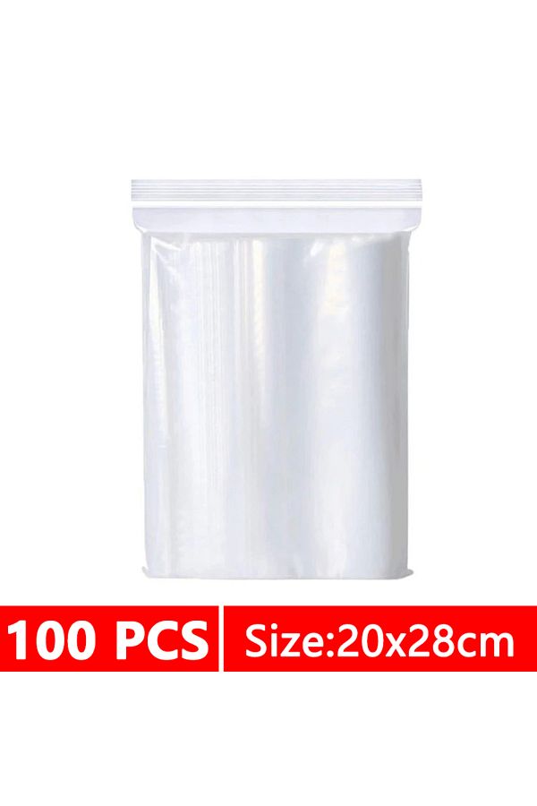 Choice-20x28cm 100 Pcs Thicken Zipper Sealed Bags Clear Plastic Storage Bag for Small Jewelry Food Packing 1
