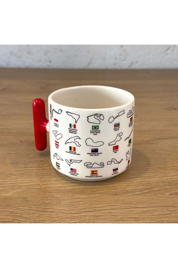 The Lucid Lab-All Tracks / Formula 1 Tracks Red t Glass with Handle 1