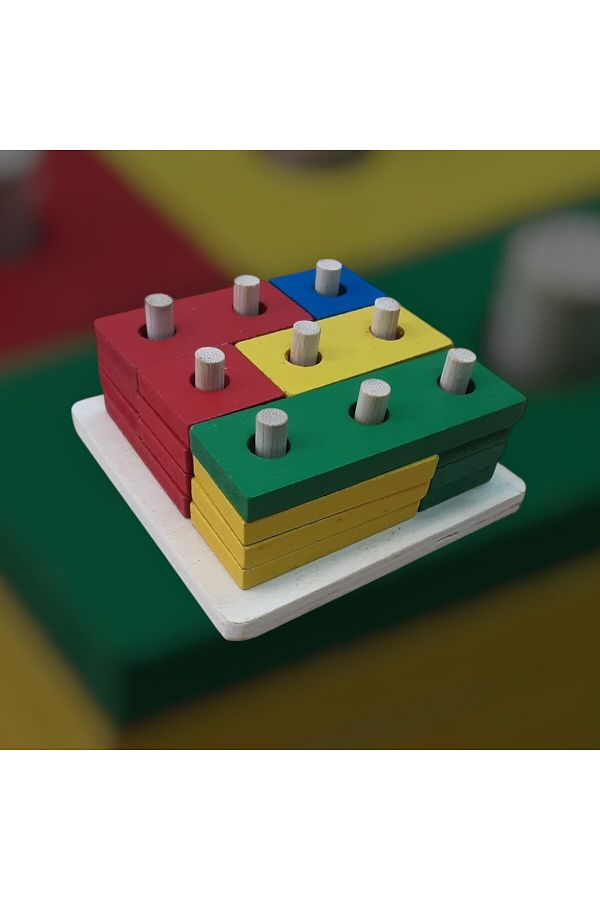 pinokyo akademi-Educational Wooden Color Block Stringing Tetris Toy 1