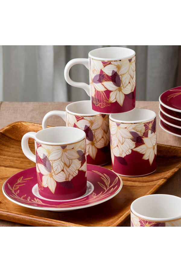 Güral Porselen-Gural Porcelain Camelía 12-Piece Coffee Cup Set for 6 People - Borde 67081 1