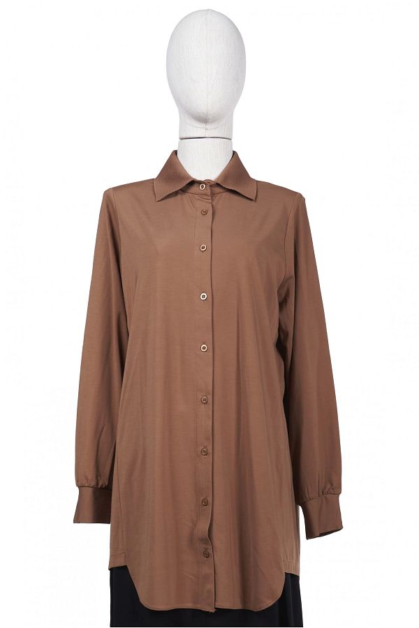 Invee-INVEE 6926 Model Brown Tunic 1