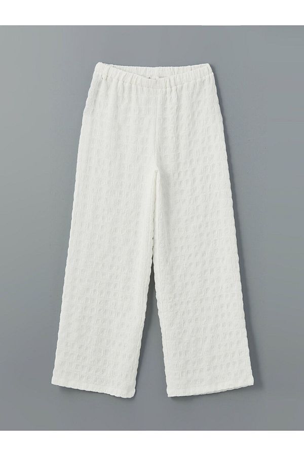 LC Waikiki-Elastic Waist Textured Girl's Trousers 1