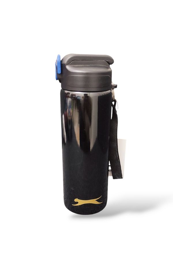 Me Çanta-Unisex Black Silicone Steel Flask with Straw 1