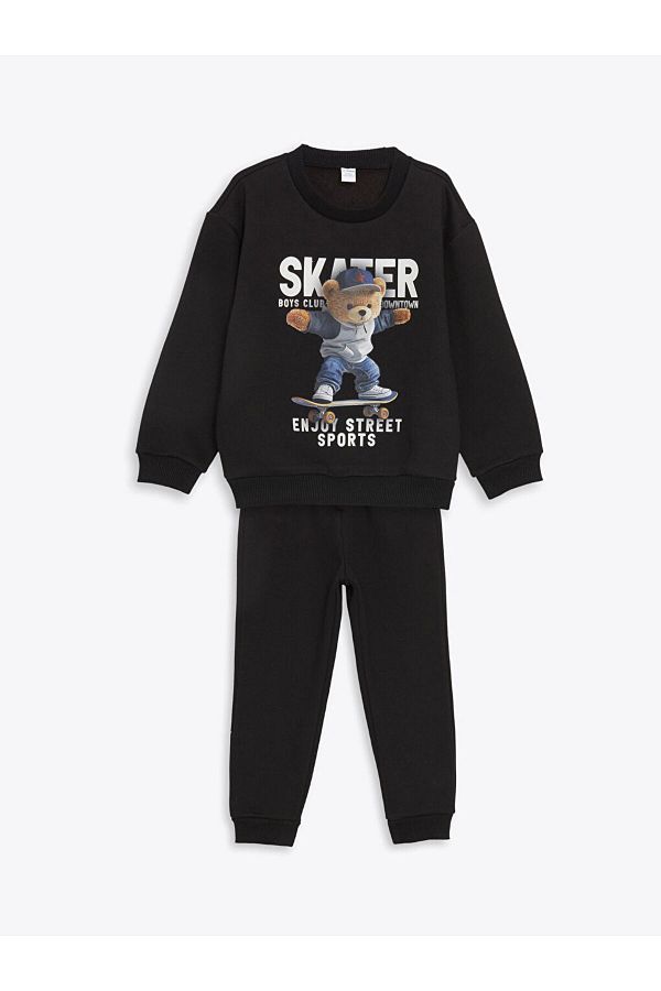 LC Waikiki-Lcw Printed Boys Sweatshirt and Sweatpants Bottom 2'Li 1