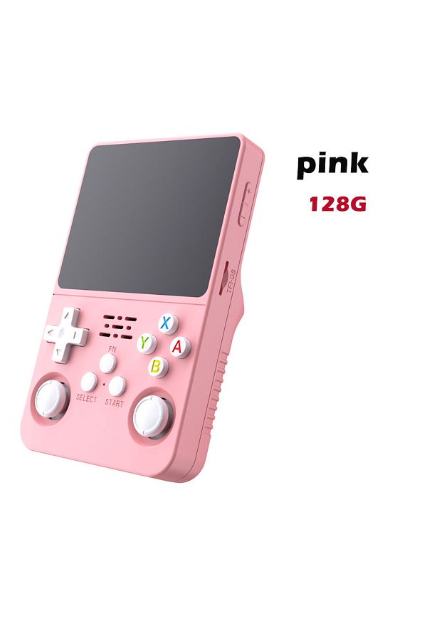 yydzkj-128G pink R36s new handheld game console open source Linux 3.5-inch IPS screen handheld 128GB video 1