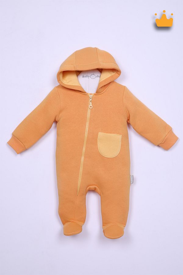 Babydola-بذلة شتوية بغطاء للرأس للفتيات والأولاد بعمر 0-3 سنوات مع جيب وسحاب جانبي وشريط 13530 1