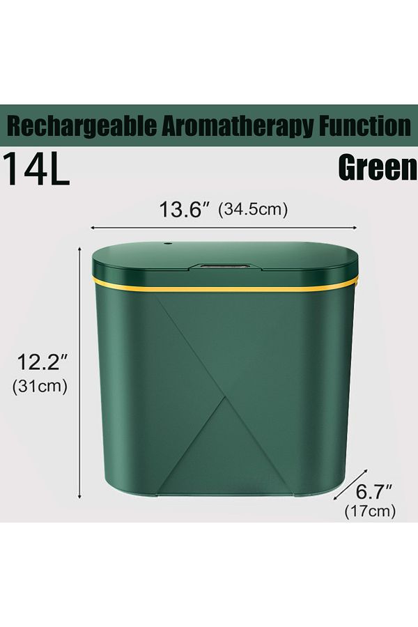 Choice-14L Green Automatic Trash Can with Essential Oil Diffuser,Bathroom Trash Cans with Lid,Motion Sensor 1