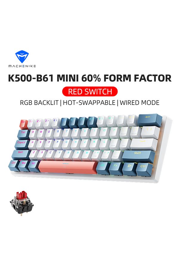 Choice-Us Red Switch Machenike K500-b61 Mini Mechanical Keybaord 60% Form Factor 61keys Gaming Keybaord Wir 1