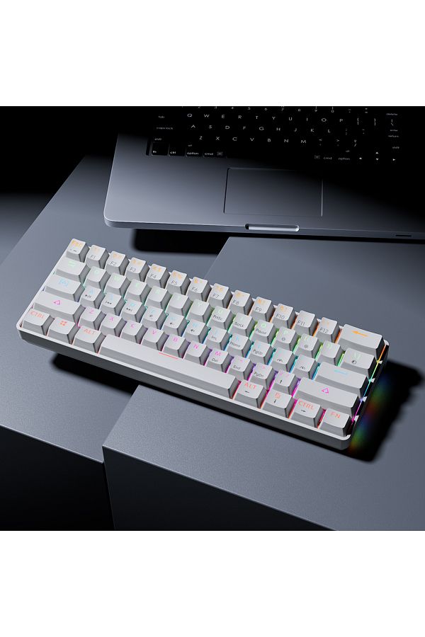 MUCAI-Red Switch MK61-white MUCAI MKA610 RGB USB Mini Mechanical Keyboard Red Switch 61 Key Wired Computer 1
