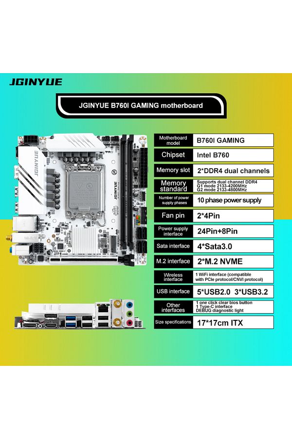 Choice-Motherboards Jginyue B760i Motherboard Lga 1700 Support Intel Core 12th 13th Ddr4 3200mhz Ram Latest 1