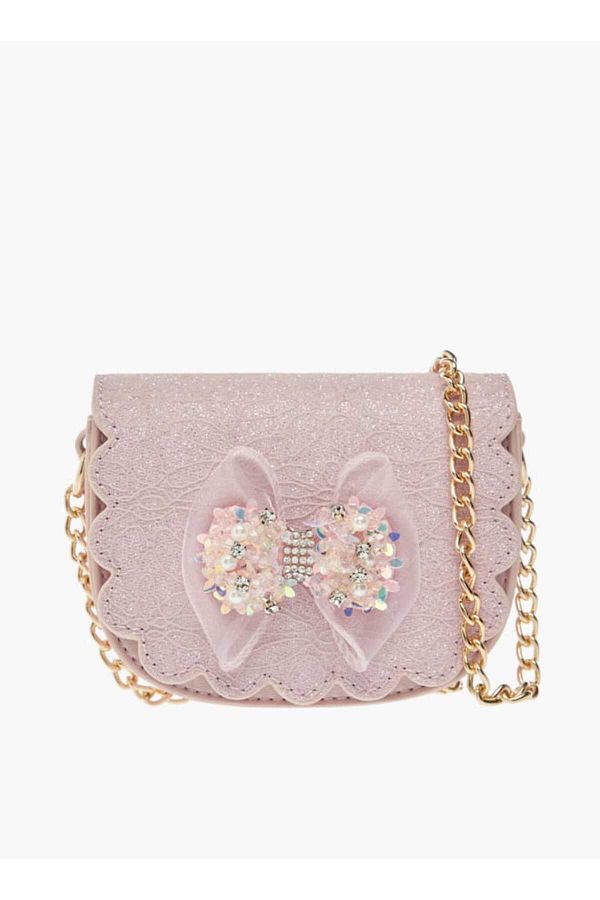 Little Missy-Bow Accent Crossbody Bag with Chain Strap and Button Closure 1