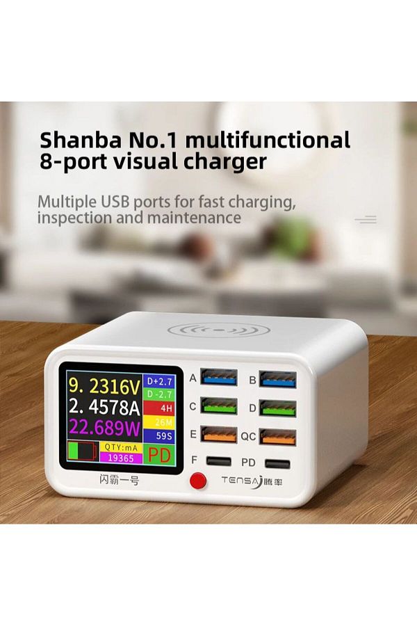 Choice-EU Plug NO.2 8 Port USB PD Fast Charging Wireless Charger With Anti Short Circuit Repair Function Mo 1