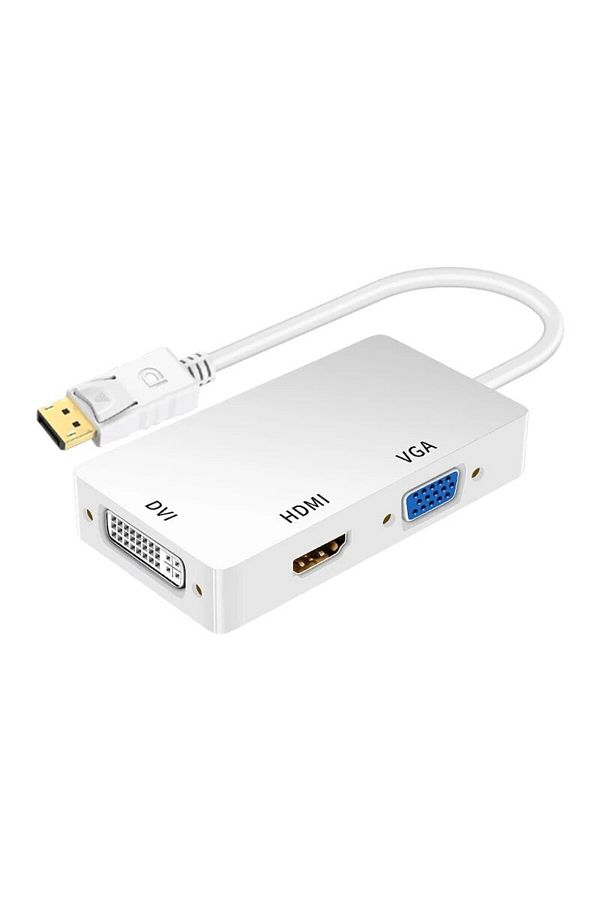 Choice-25cm WHITE Displayport DP TO DVI VGA HDTV 3IN1 Adapter Converter Cable For Projector TV Computer Lap 1