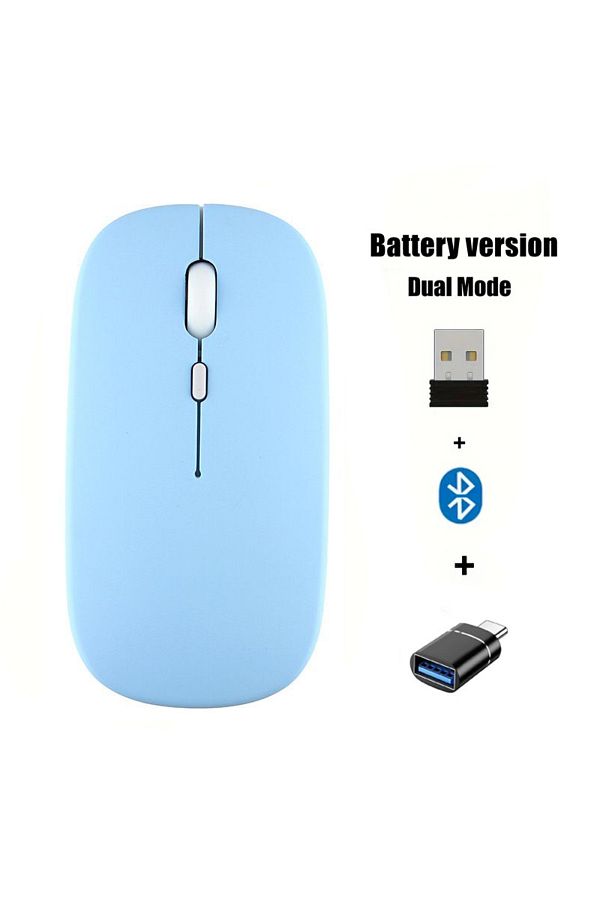 congdi-Blue with OTG Portable Wireless Mouse Bluetooth-compatible 2.4GHz Dual Modes Computer Mice with Nano 1