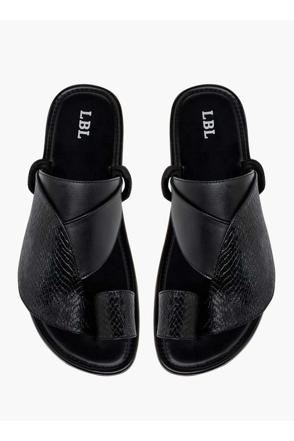 LBL by Shoexpress-Textured Slip-On Arabic Sandals with Toe Loop Detail 1