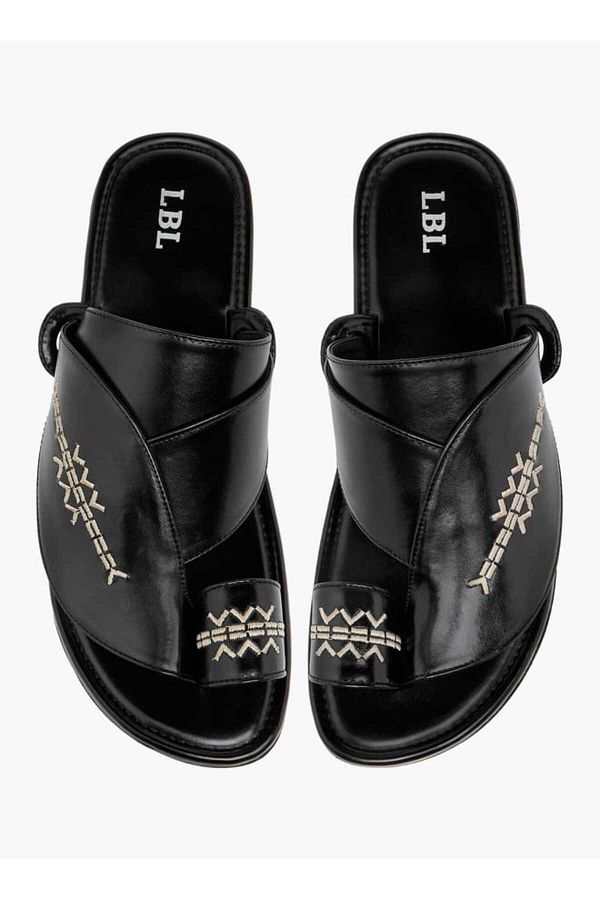 LBL by Shoexpress-Embroidered Slip-On Arabic Sandals with Toe Loop 1