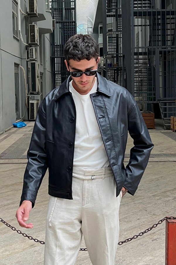 Jacket Outfit Vintage Oversized Leather Jacket KOCCI Old Money