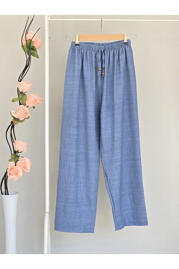 ENDAMIM-Linen Pant Large Size Comfortable Fit Without Cover Waist Elastic Size 40-50 1