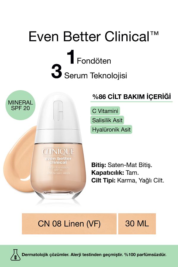 Clinique-Even Better Clinical ™   Serum Foundation Spf 20 - Color: Cn 08 Linen (Vf) - 30ml 1
