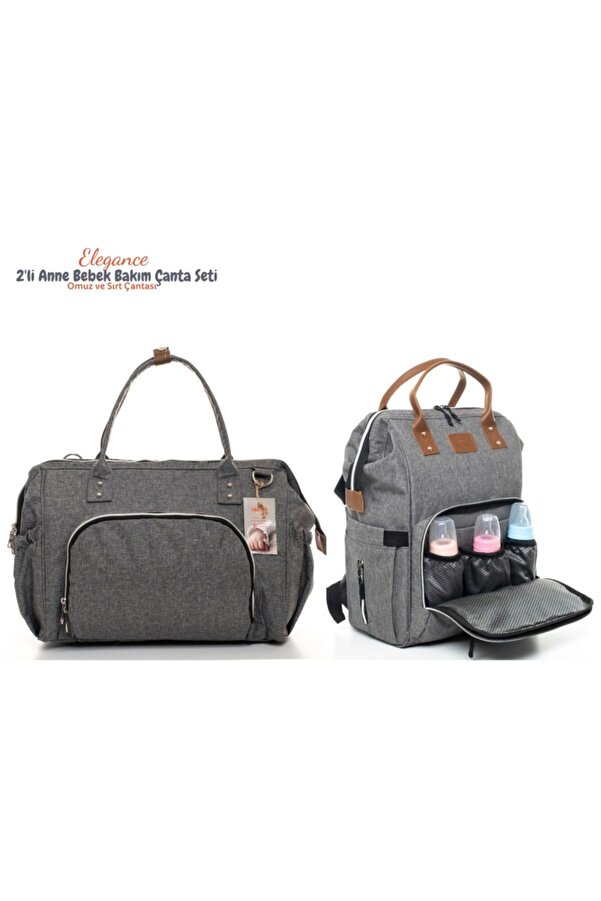 Sahra Elegance 2'li Bebek Taşıma Seti-leke Tutmaz Bebek Bakım Omuz Çantası Ve Bebek Bakım Sırt Çantası