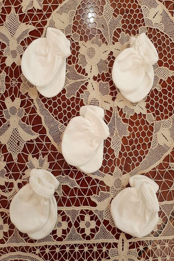 Baby Bakkal 5 Çift Pamuklu Lastikli ( 0 - 3 ) Ay Eldiven