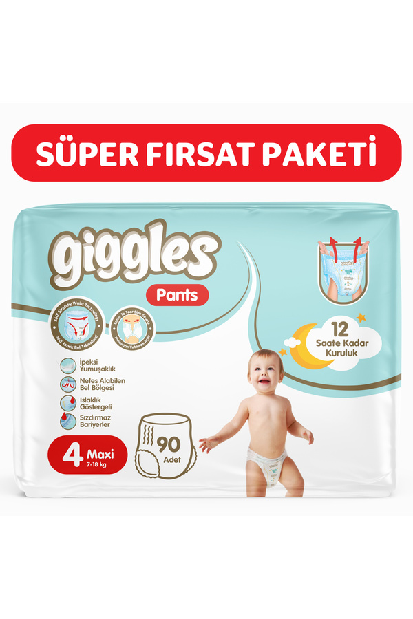 giggles Pants Külotlu Bebek Bezi 4 Numara Maxi 90 Adet
