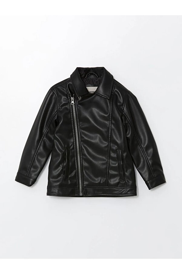 LC Waikiki LCW Kids Siyah Erkek Çocuk Deri Görünümlü Mont