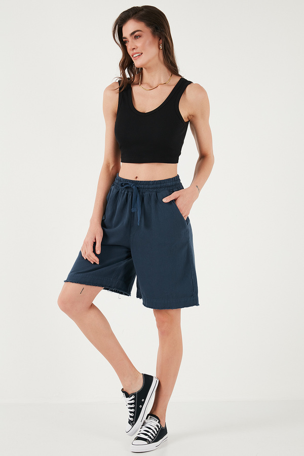 Lela-Cotton Standard Fit Normal Waist Tie Pocket Shorts Shorts 668Yp5326 1