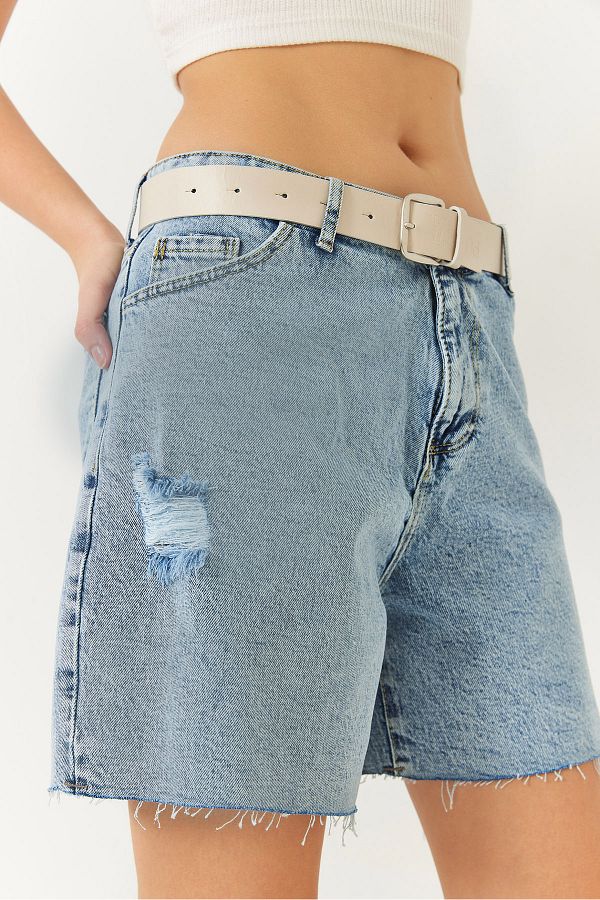 Bianco Lucci-Dámské džínové šortky Mom Fit Ripped Detail 60261426 1