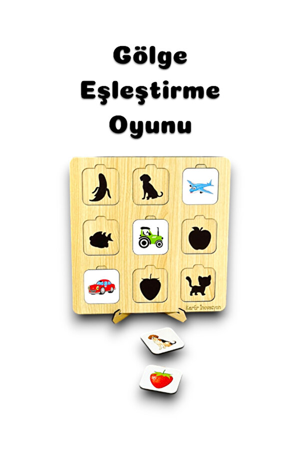 Karter İnovasyon Eşleme Kartları, Gölgeleme Eşleme Kartları, Gölge Bulma Oyunu,Ahşap Eşleme Kartları