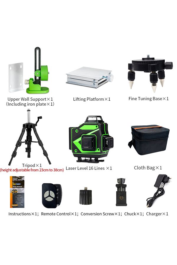 Honminda-16-002-32-h 16 Line 4d Laser Level, Green Line Self Leveling, 360 Horizontal And Vertical Ultra Stro 1