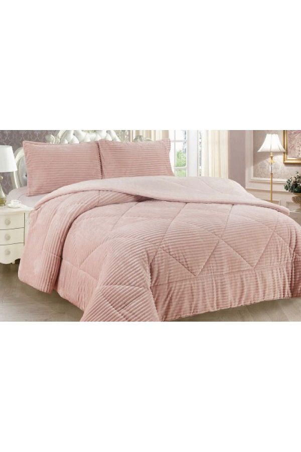 gülce home-Sherpa Double Sided Quilt Set (Sleeping Set) Double 3 Pieces 1