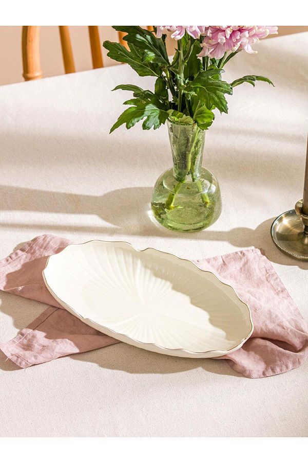LC Waikiki-Lcw Home Patterned Porcelain Boat Plate 30 cm 1