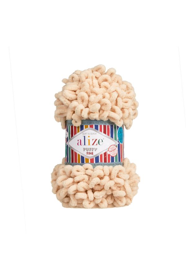 Alize-Puffy Fine 1 bucată tricotat manual subțire - 310 spumă de miere - 100 gr. 14,5 Mt. Frânghie de tricotat cu degetele 1