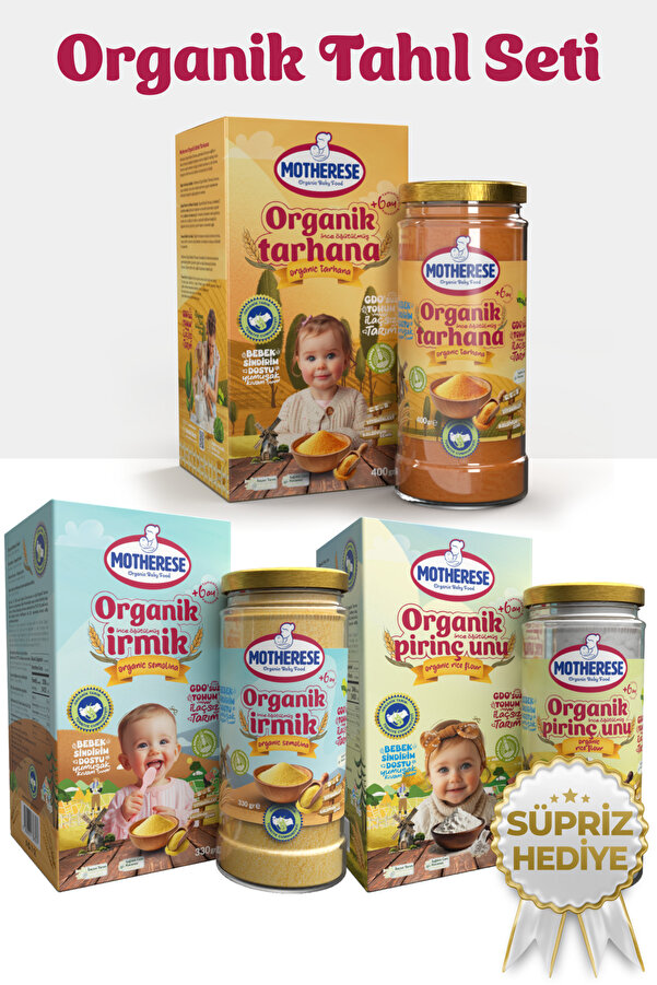 Motherese Organik 3’lü (Üçlü) Seti-Organik Tarhana-Organik İrmik-Organik Pirinç Unu
