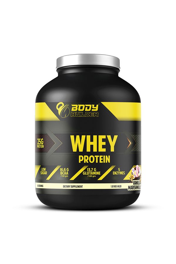 Body Builder-100% بروتين مصل اللبن، فانيليا مارشميلو، 4 رطل 1