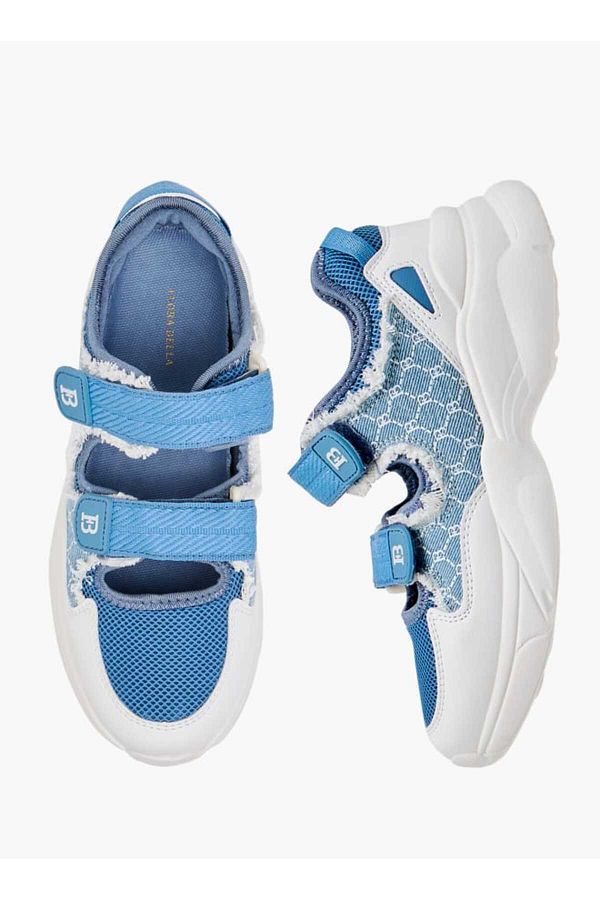 Flora Bella by Shoexpress-Flora Bella Monogram Print Sneakers with Hook and Loop Closure 1