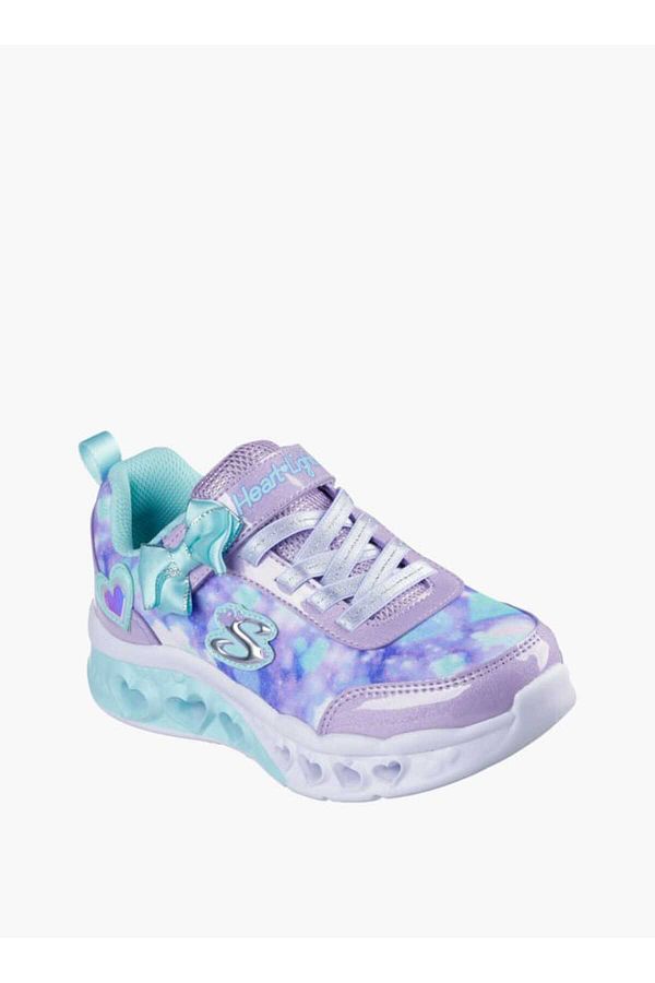 SKECHERS-حذاء رياضي للبنات مزين بشعار مع إغلاق بخطاف وحلقة - FLUTTER HEART LIGHTS 1