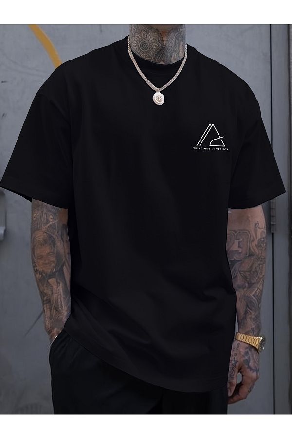 uyguntarz-Μπλουζάκι Unisex Think Outside The Box με στάμπα μεγάλου μεγέθους 1