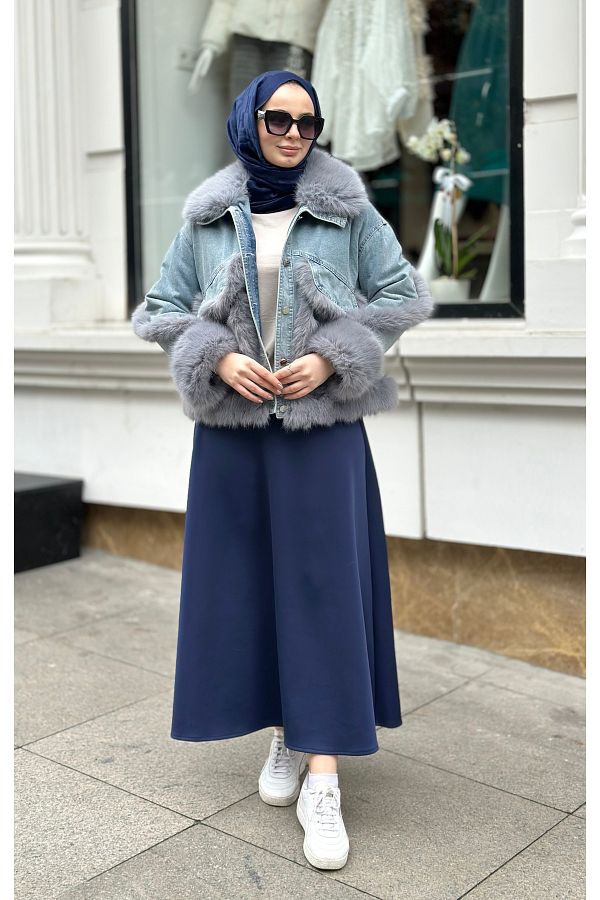 Ranasubaşı-Navy Blue Scuba Skirt 1