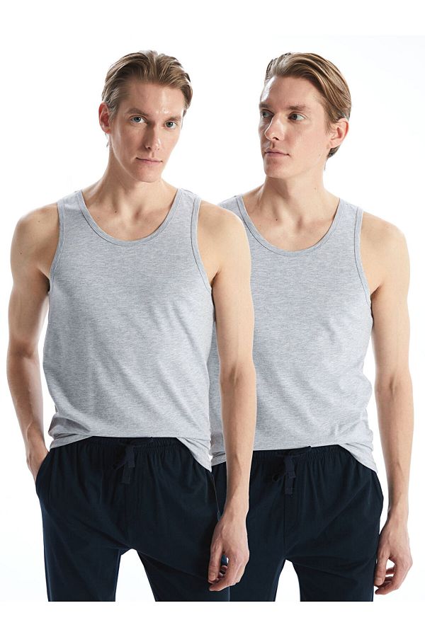 LC Waikiki-Lcw U Collar Combed Cotton Men's Undershirt 2-Piece 1
