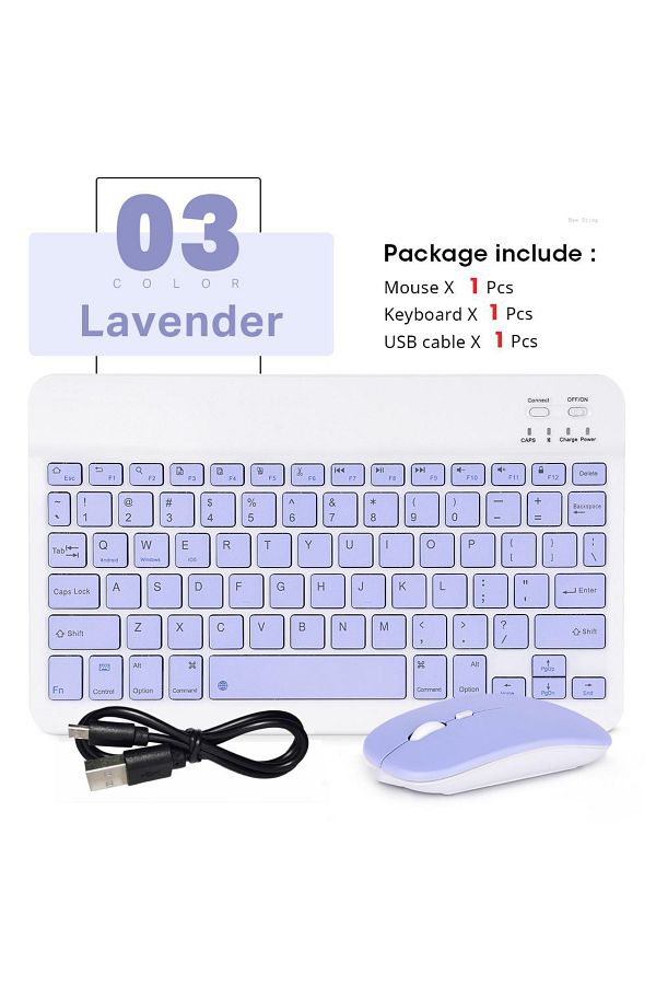 Choice-purple-and mouse Mini Wireless Keyboard Bluetooth Keyboard For ipad Phone Tablet Portable Bluetooth 1