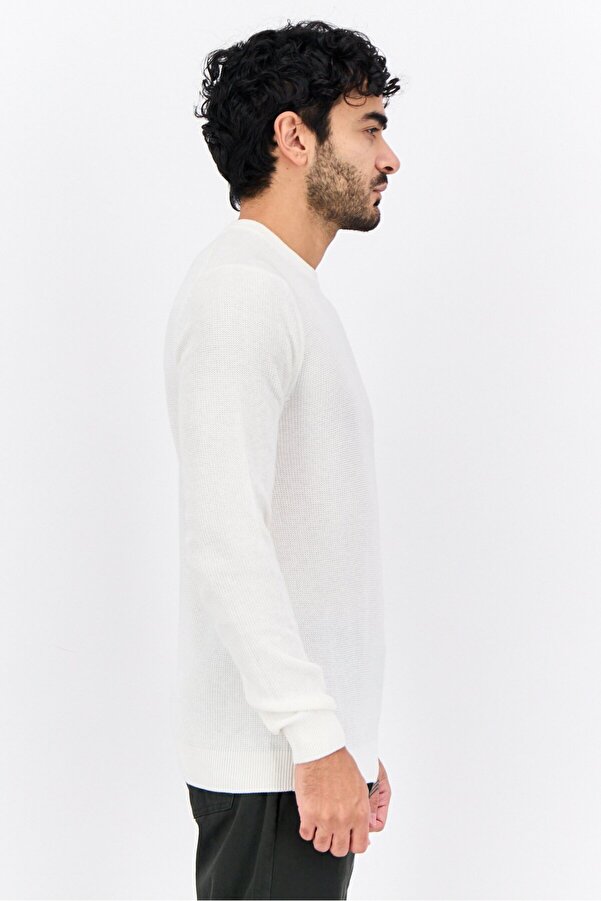 Sorbino Men Crew Neck Knitted Long Sleeves Sweater, Off White