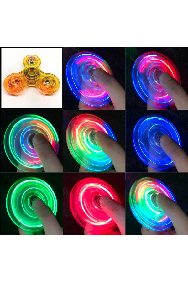 Choice-yellow Luminous LED light Fidget Spinner Hand Top Spinners Glow in Dark Light EDC Figet Spiner Finge 1