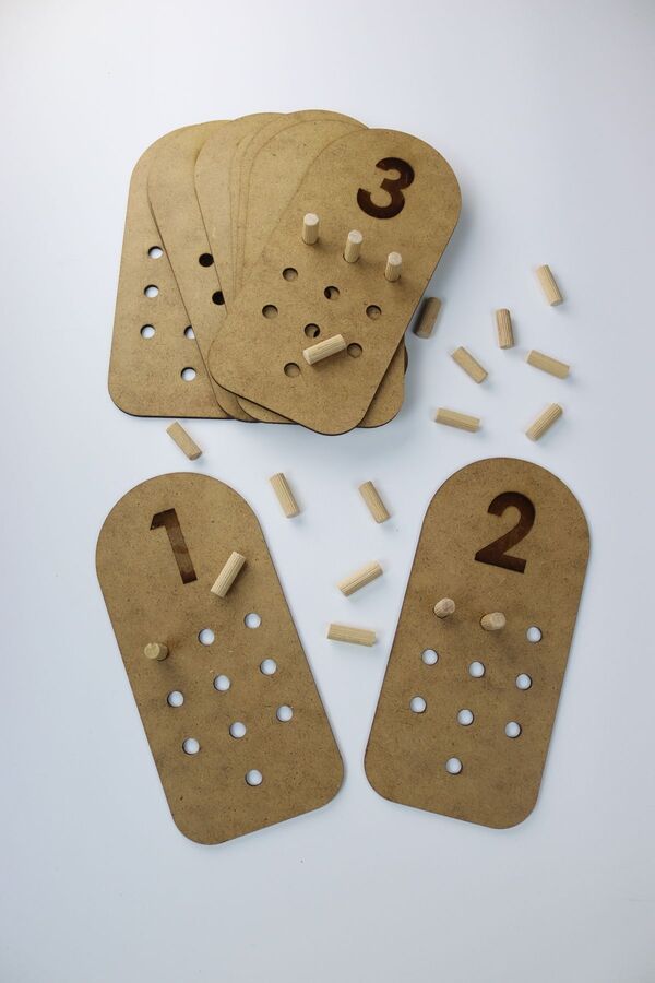 Assa Wood Ahşap Sayı Kartları - Montessori Eğitim Seti (KESE HEDİYEMİZDİR)
